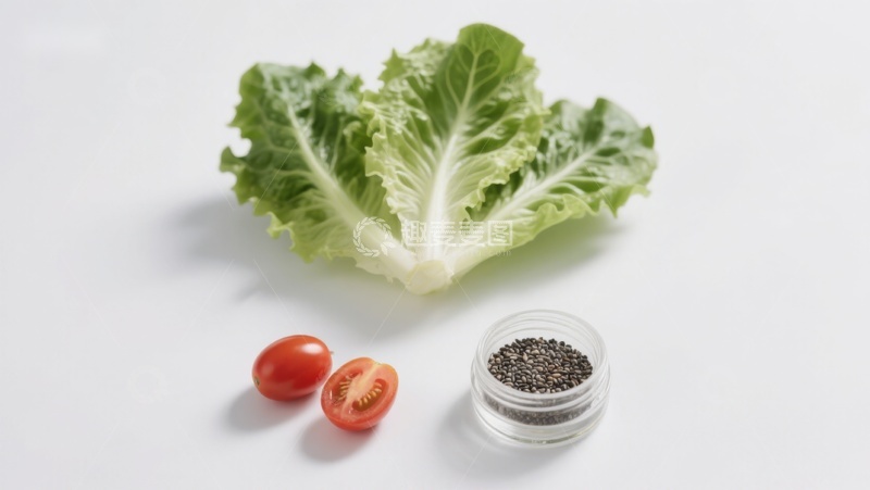 高清大图下载【趣麦麦图】生菜番茄与奇亚籽静物