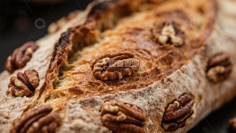 高清大图下载【趣麦麦图】核桃点缀的脆皮面包