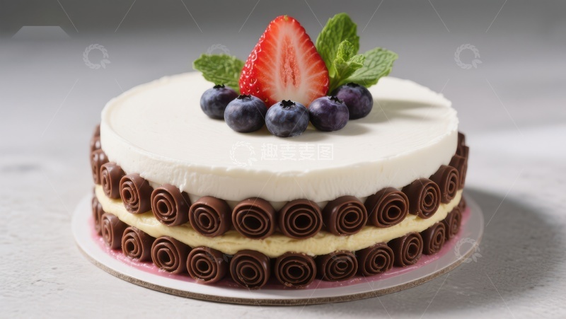 高清大图下载【趣麦麦图】草莓蓝莓巧克力蛋糕