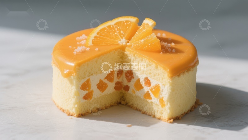 高清大图下载【趣麦麦图】橙香慕斯蛋糕，切片展示