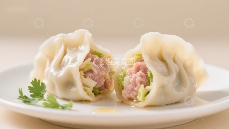 高清大图下载【趣麦麦图】鲜美饺子，馅料饱满诱人