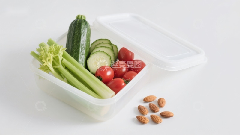 高清大图下载【趣麦麦图】蔬菜坚果便当盒