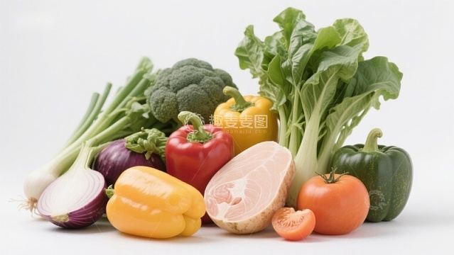 新鲜蔬菜与肉类组合