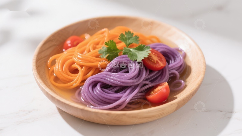 高清大图下载【趣麦麦图】色彩斑斓的意面与樱桃番茄