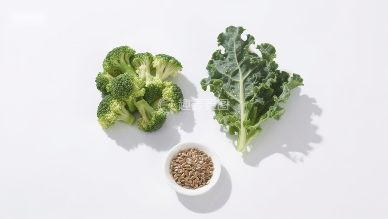 高清大图下载【趣麦麦图】-西兰花羽衣甘蓝与亚麻籽