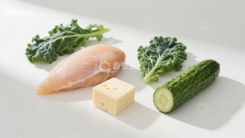 高清大图下载【趣麦麦图】鸡胸肉与蔬菜奶酪摆拍