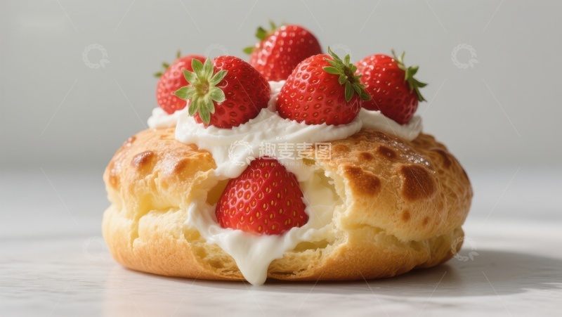 高清大图下载【趣麦麦图】草莓奶油泡芙