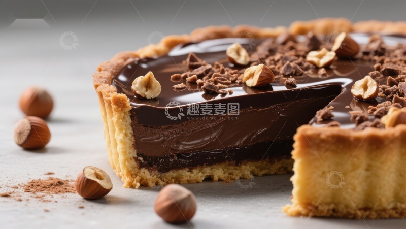 高清大图下载【趣麦麦图】巧克力榛子挞，美味甜点