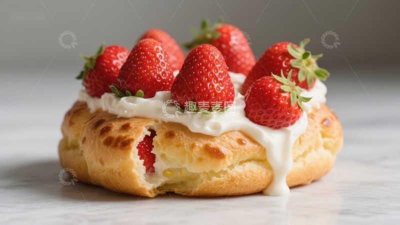 高清大图下载【趣麦麦图】草莓奶油泡芙