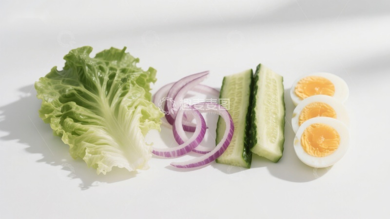 高清大图下载【趣麦麦图】新鲜蔬菜与煮蛋切片