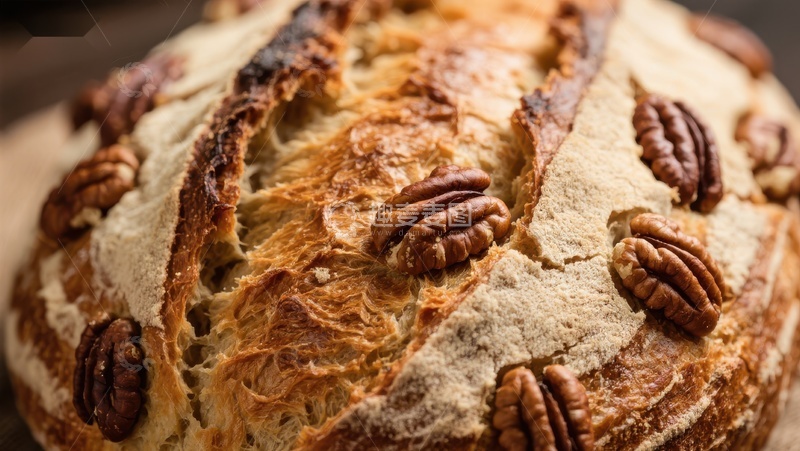 核桃点缀的全麦面包