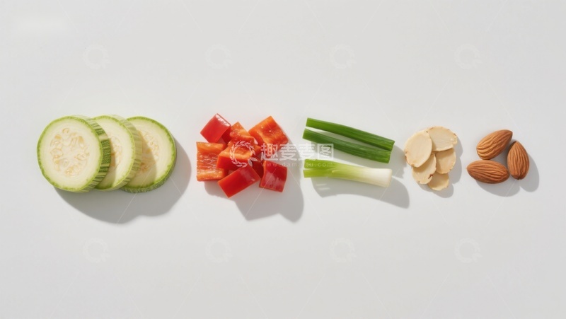 高清大图下载【趣麦麦图】切片蔬菜与坚果排列