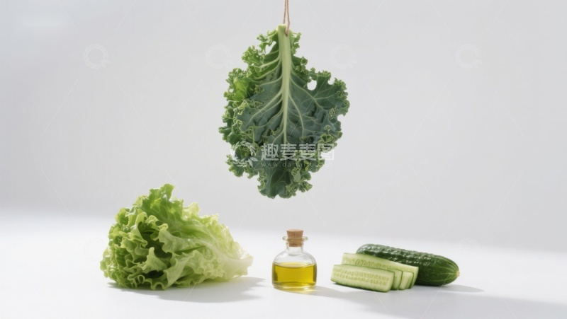 高清大图下载【趣麦麦图】悬挂羽衣甘蓝与蔬菜静物