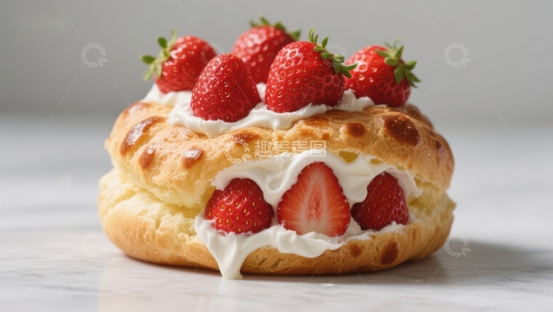 高清大图下载【趣麦麦图】草莓奶油泡芙