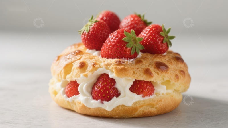 高清大图下载【趣麦麦图】草莓奶油泡芙