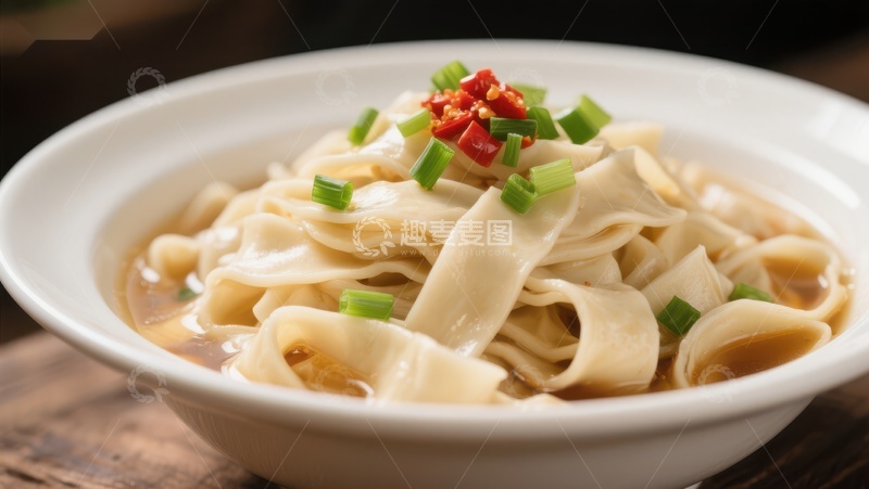 高清大图下载【趣麦麦图】热腾腾的面条配以辣椒和香菜