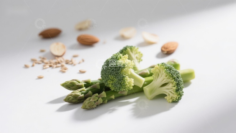 高清大图下载【趣麦麦图】西兰花芦笋与坚果静物