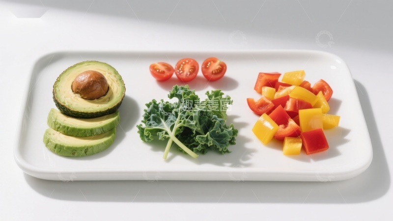 高清大图下载【趣麦麦图】切好的蔬菜和牛油果摆盘