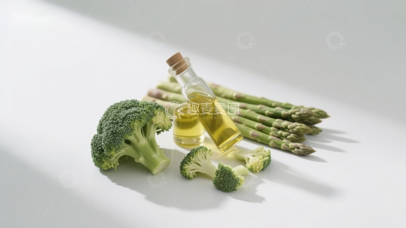 高清大图下载【趣麦麦图】西兰花芦笋与橄榄油摆拍