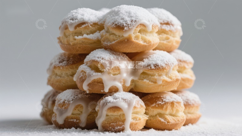 高清大图下载【趣麦麦图】奶油泡芙堆叠特写