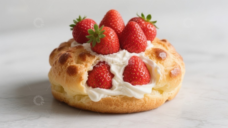 高清大图下载【趣麦麦图】草莓奶油泡芙
