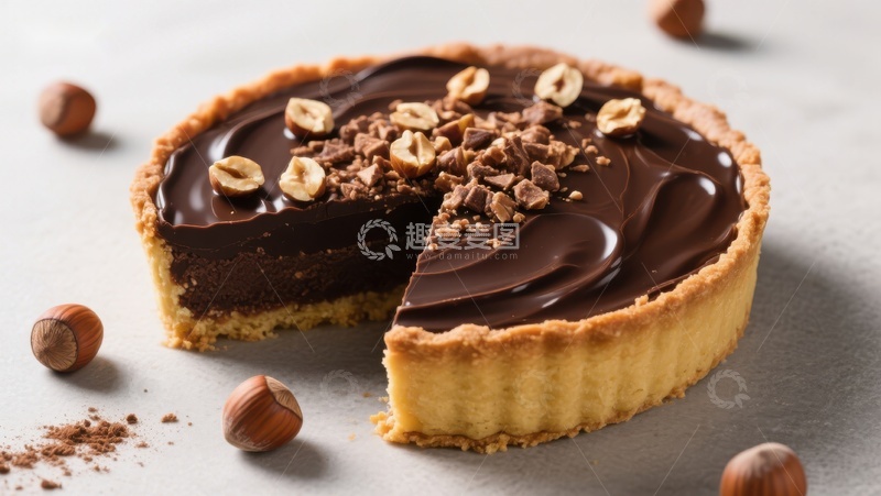 高清大图下载【趣麦麦图】巧克力榛子挞，美味甜点