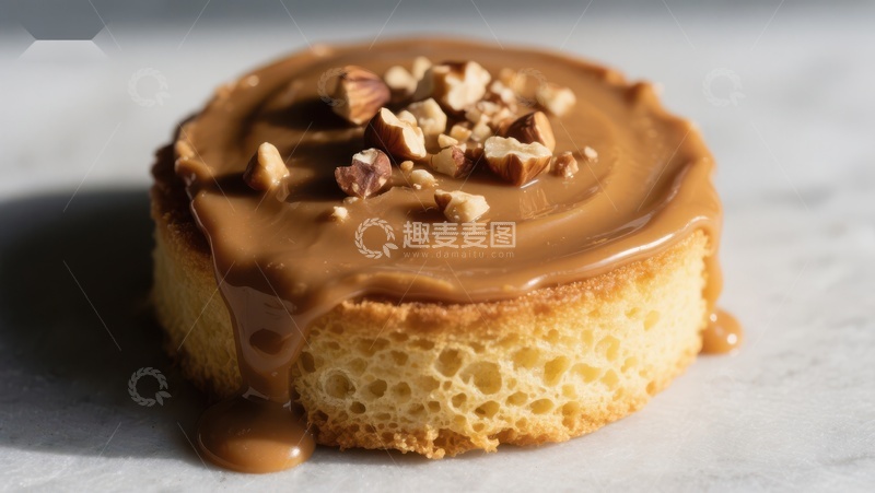 高清大图下载【趣麦麦图】焦糖坚果蛋糕特写