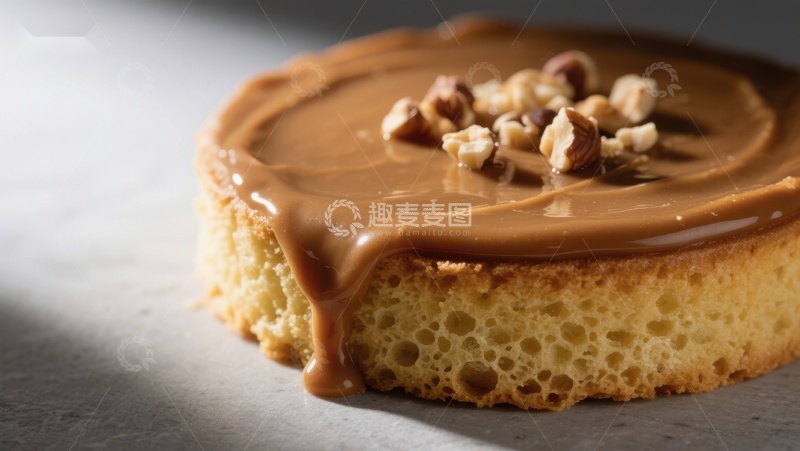 高清大图下载【趣麦麦图】焦糖坚果蛋糕特写