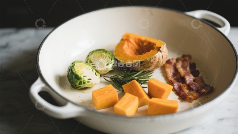 高清大图下载【趣麦麦图】烤南瓜 Brussels 菜与培根