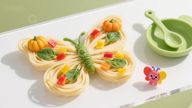 高清大图下载【趣麦麦图】创意蝴蝶意面，童趣餐点设计
