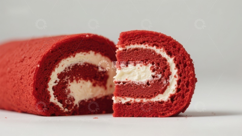 高清大图下载【趣麦麦图】红丝绒蛋糕卷切片展示