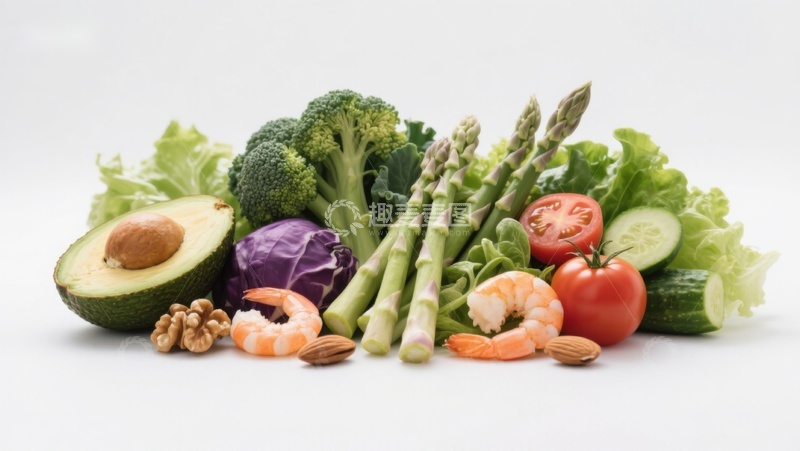 高清大图下载【趣麦麦图】新鲜蔬菜水果与海鲜组合