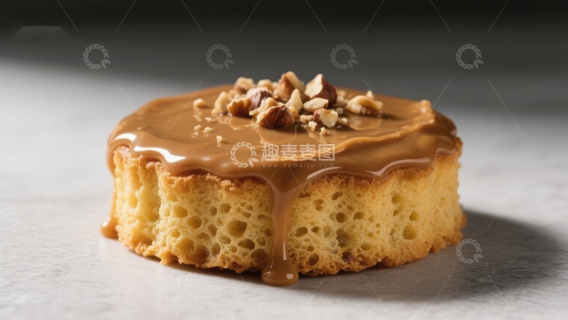高清大图下载【趣麦麦图】焦糖坚果蛋糕特写
