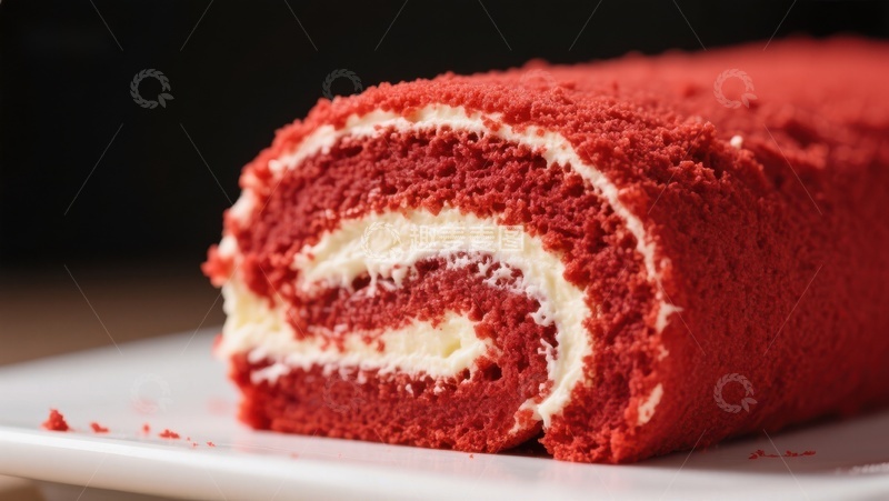 高清大图下载【趣麦麦图】红丝绒蛋糕卷特写