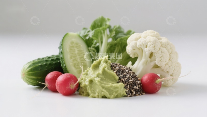 高清大图下载【趣麦麦图】新鲜蔬菜与健康食材组合
