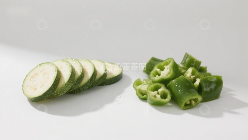 高清大图下载【趣麦麦图】切片西葫芦与青椒