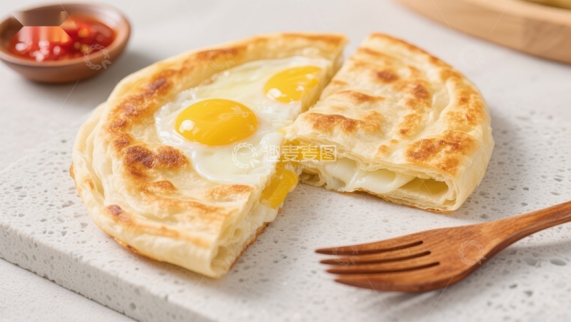 高清大图下载【趣麦麦图】蛋饼切片，金黄诱人