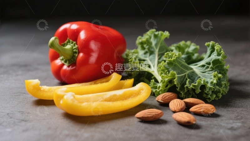 高清大图下载【趣麦麦图】新鲜蔬菜与坚果静物