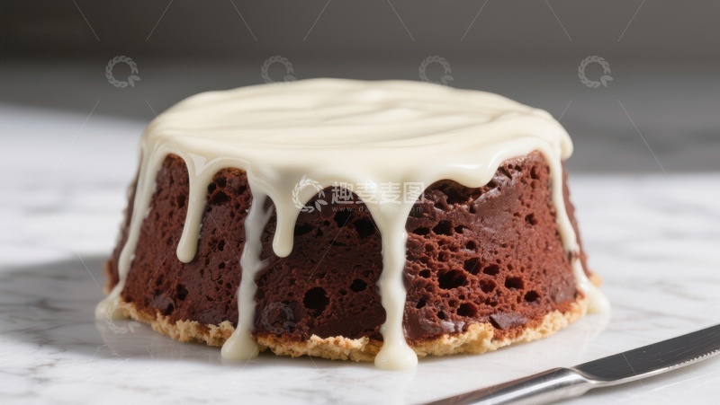 高清大图下载【趣麦麦图】巧克力蛋糕配白色糖霜