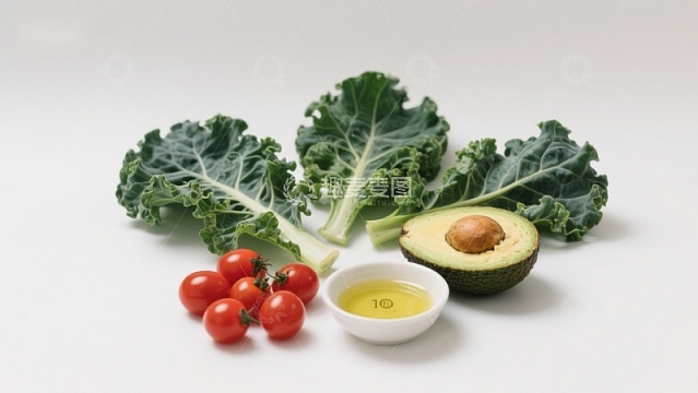 新鲜蔬菜与橄榄油食材组合