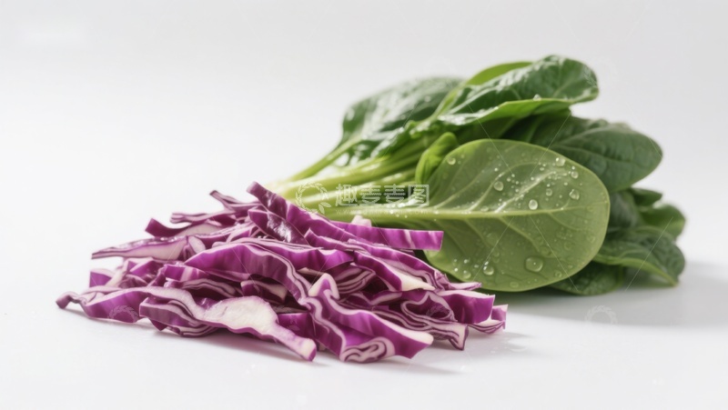 高清大图下载【趣麦麦图】紫甘蓝与菠菜切片
