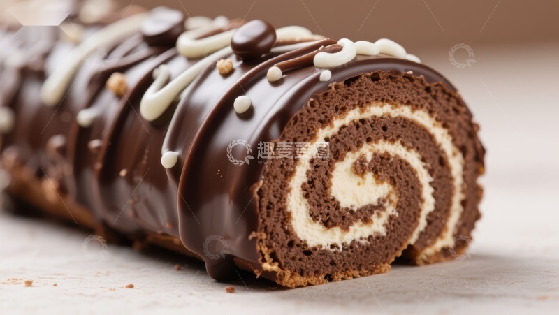 高清大图下载【趣麦麦图】巧克力奶油蛋糕卷