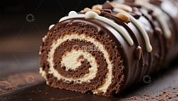 巧克力奶油蛋糕卷特写