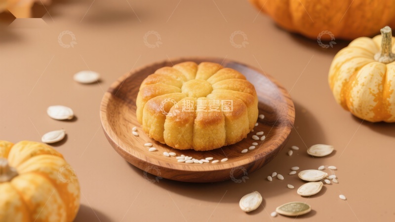 高清大图下载【趣麦麦图】南瓜造型面包与小南瓜的温馨场景