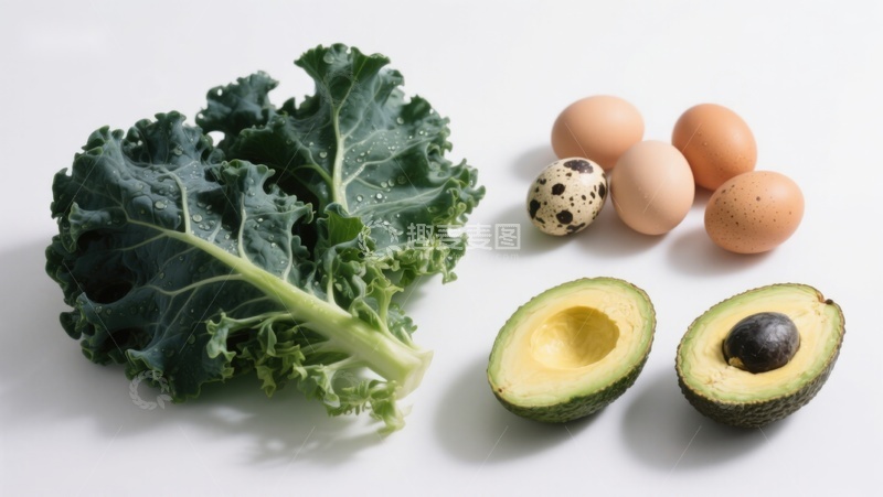 高清大图下载【趣麦麦图】羽衣甘蓝鸡蛋牛油果食材