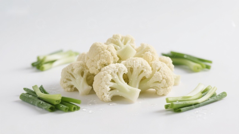 高清大图下载【趣麦麦图】花椰菜与葱段静物摆拍