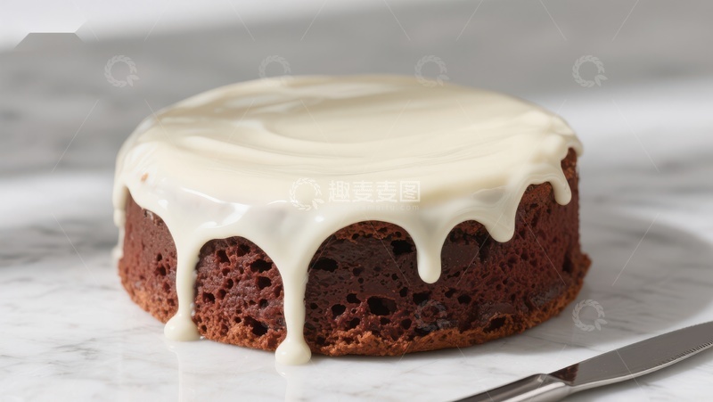高清大图下载【趣麦麦图】巧克力蛋糕配白色糖霜