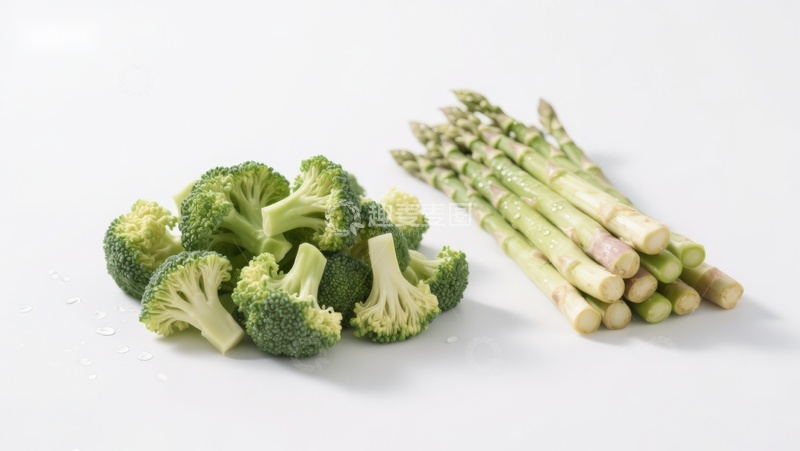 高清大图下载【趣麦麦图】西兰花与芦笋的静物展示
