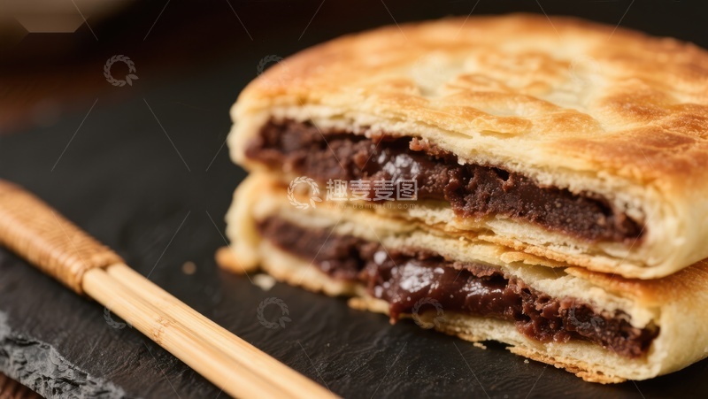 高清大图下载【趣麦麦图】酥皮夹心糕点特写