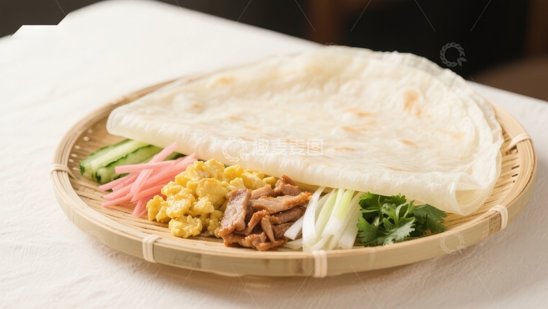 高清大图下载【趣麦麦图】传统美食：卷饼配菜